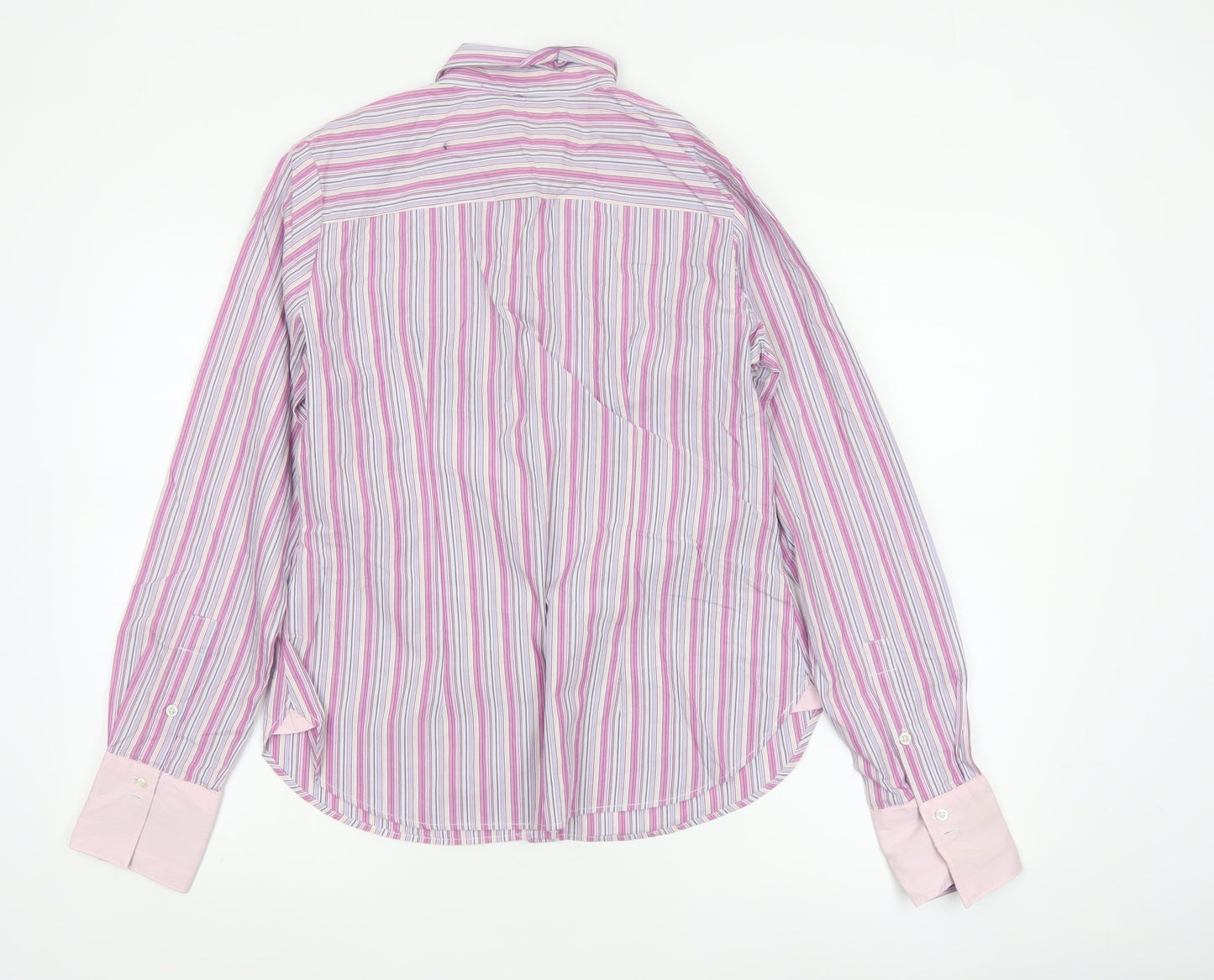 Haines & Bonner Women Pink Striped Cotton Long Sleeve Button-Up Shirt Size 12