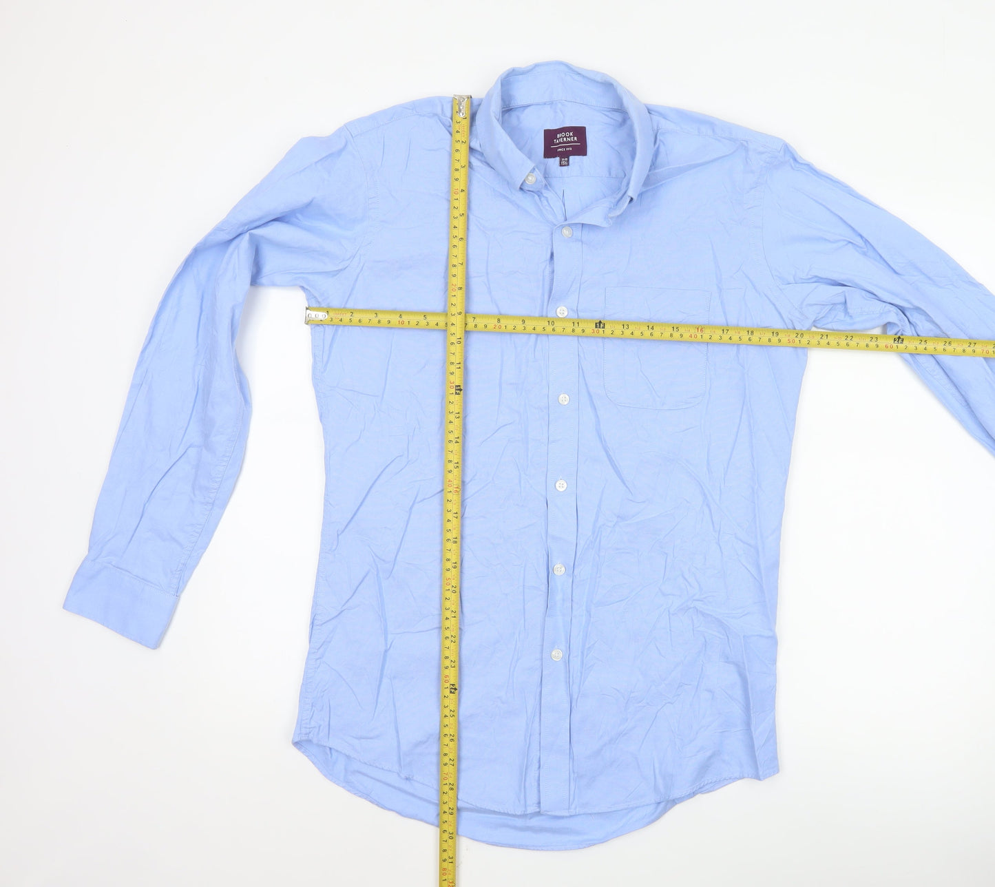 Brook Taverner Men’s Blue Cotton Button-Down Long Sleeve Shirt 15.5”