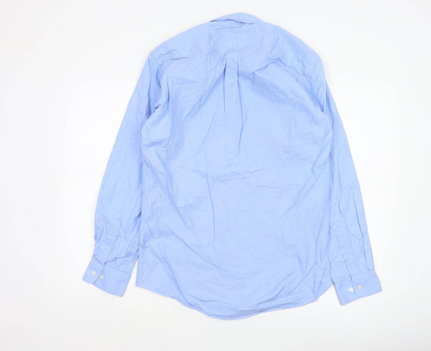 Brook Taverner Men’s Blue Cotton Button-Down Long Sleeve Shirt 15.5”