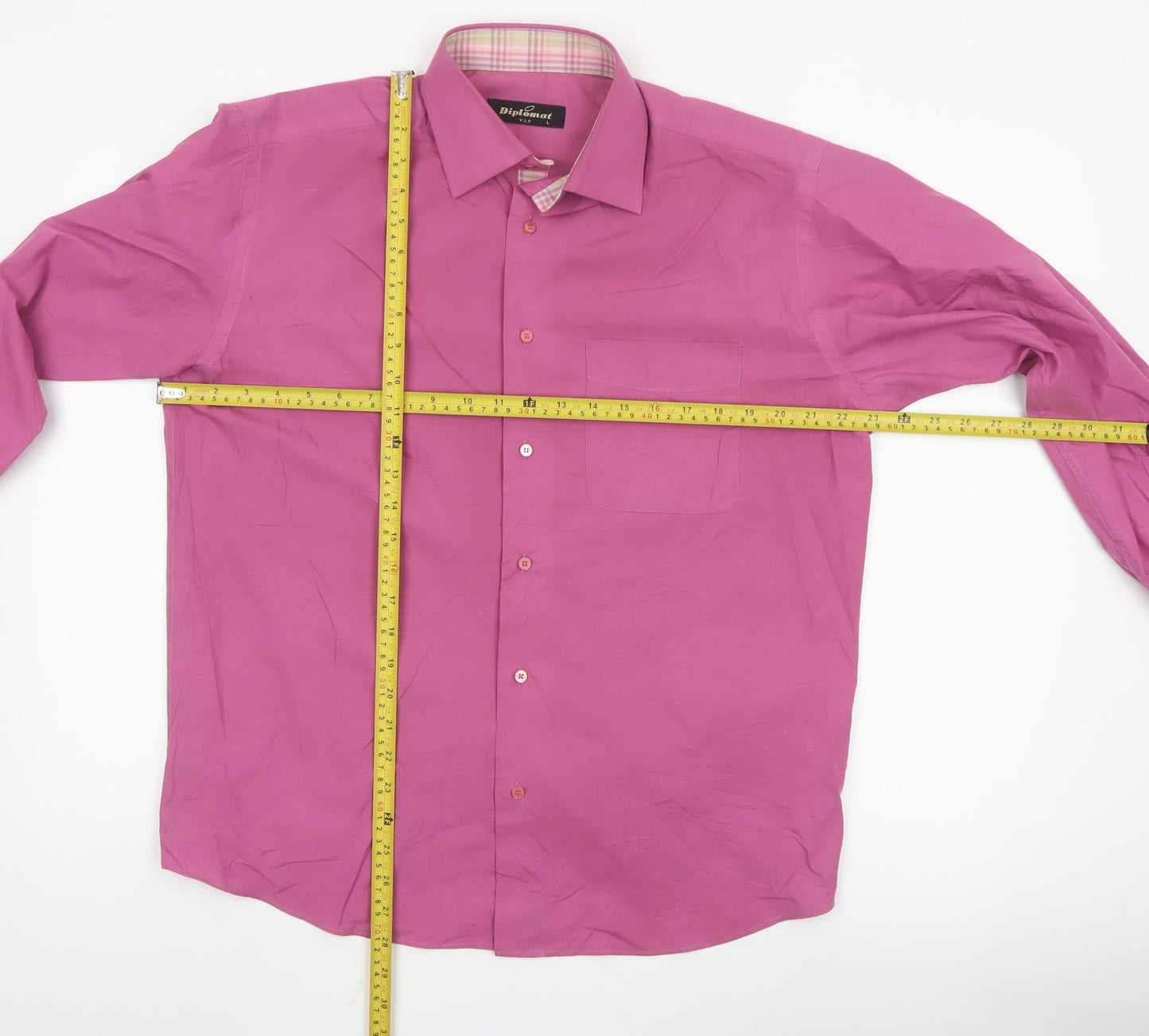 Diplomat Men’s Pink Long Sleeve Cotton Blend Button-Up Shirt L