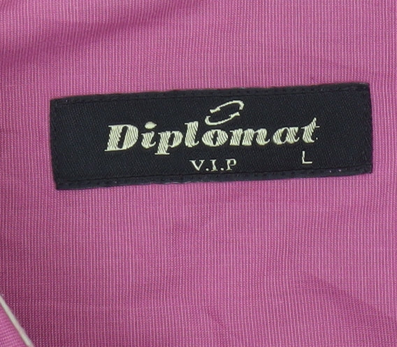 Diplomat Men’s Pink Long Sleeve Cotton Blend Button-Up Shirt L