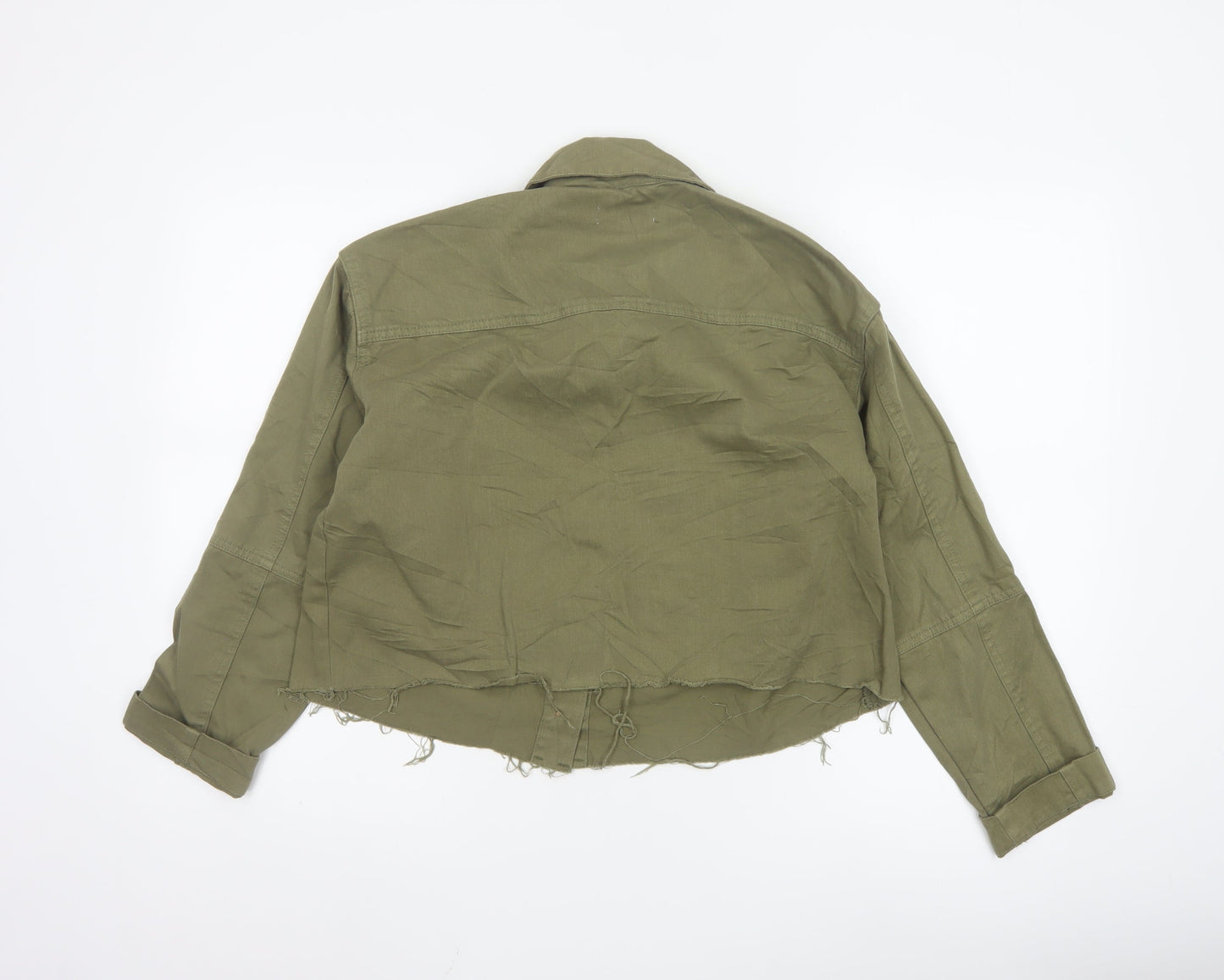 Topshop Womens Green XS Cropped Military Cotton Jacket