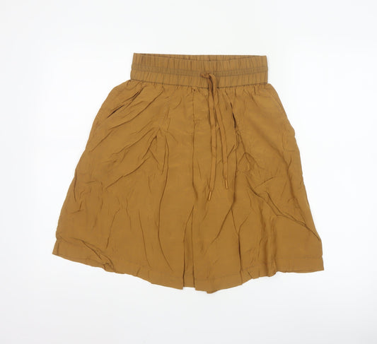 DKNY Women Brown XS Paperbag Shorts Lightweight Viscose Drawstring