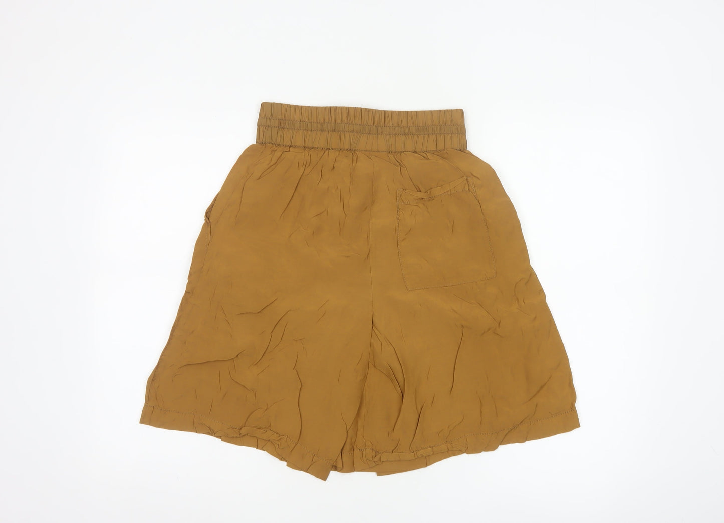 DKNY Women Brown XS Paperbag Shorts Lightweight Viscose Drawstring