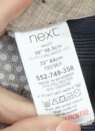 Next Men's Grey Check Regular Fit Business Trousers 38W 33L