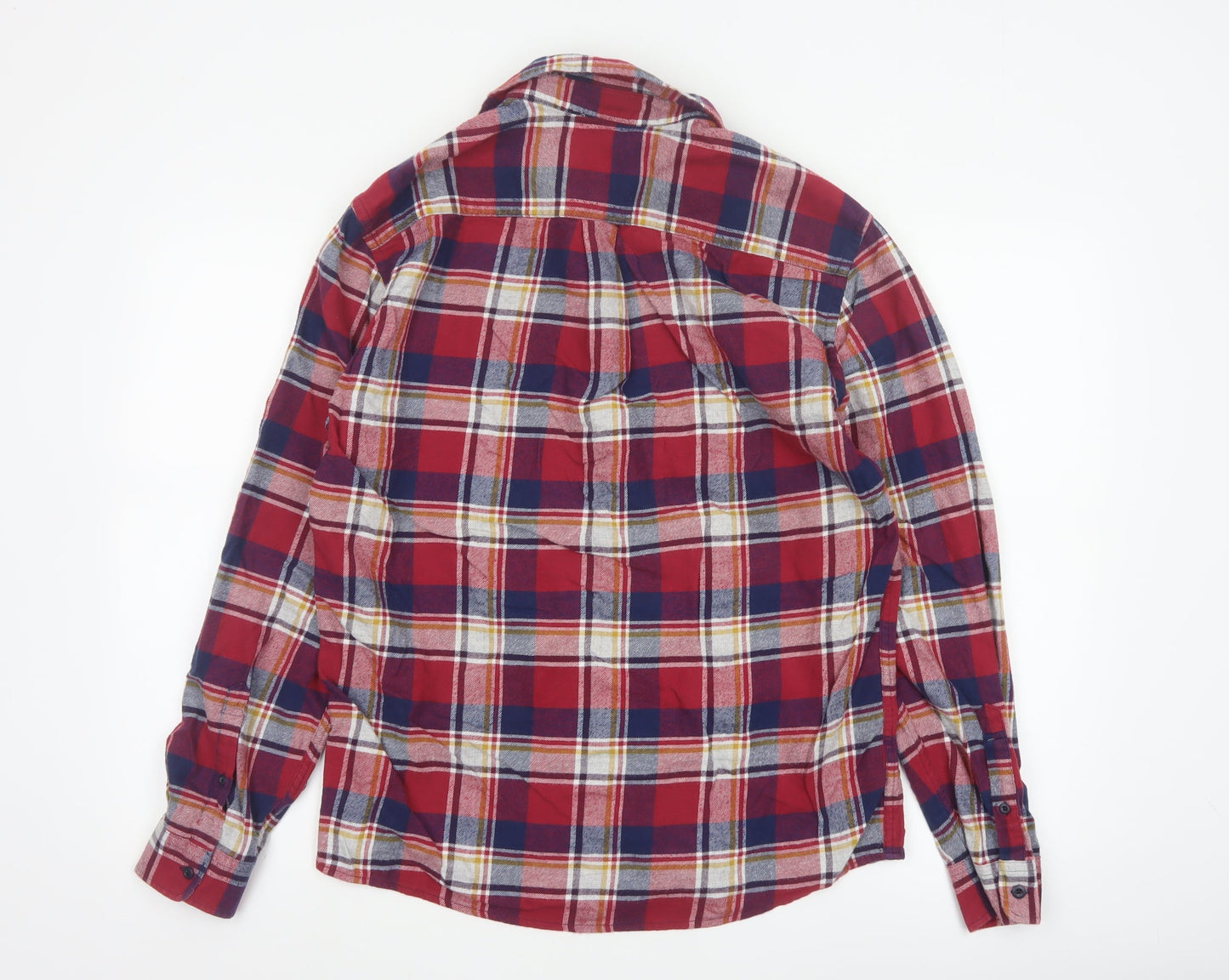 Marks and Spencer Mens Red Blue Check Cotton Flannel Shirt M