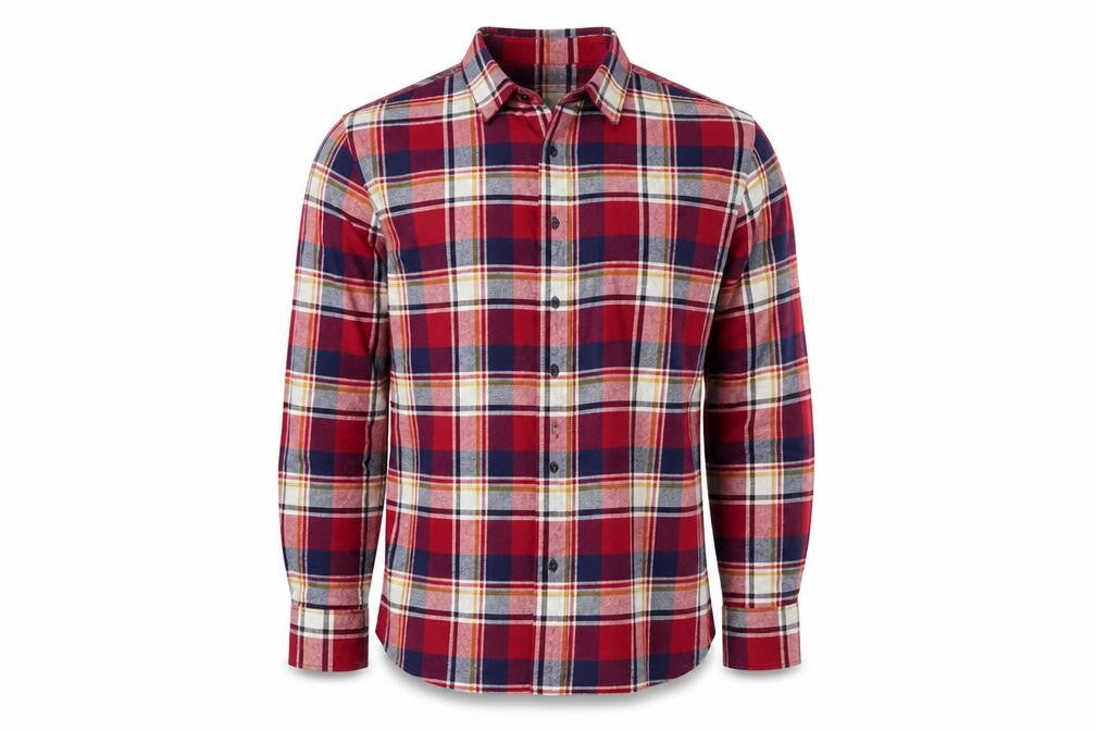 Marks & Spencer Mens Red Blue Check Cotton Flannel Shirt M