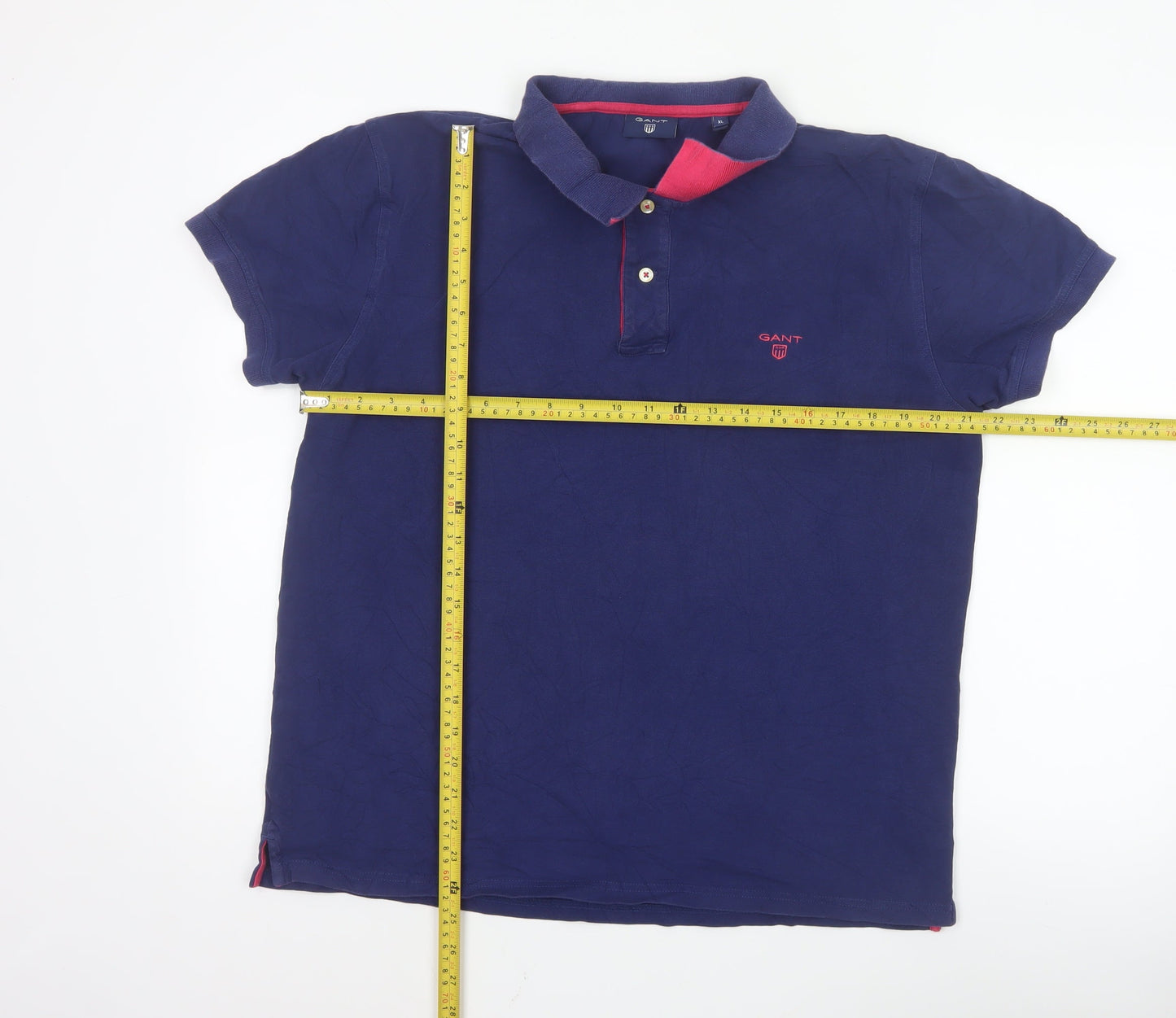 GANT Men's Blue Short Sleeve Polo Shirt XL Regular Fit Cotton