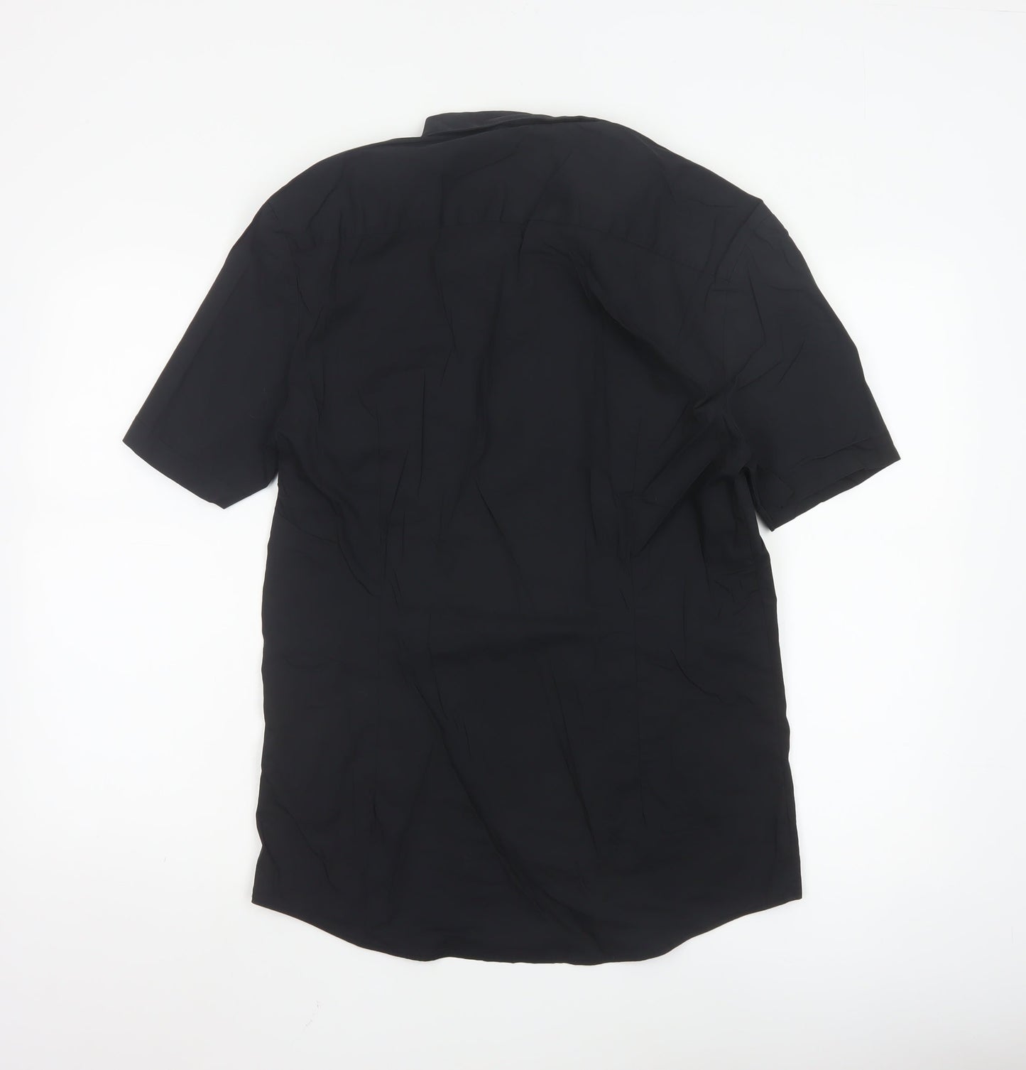 River Island Men’s Black Muscle Fit Short Sleeve Button-Up Shirt L