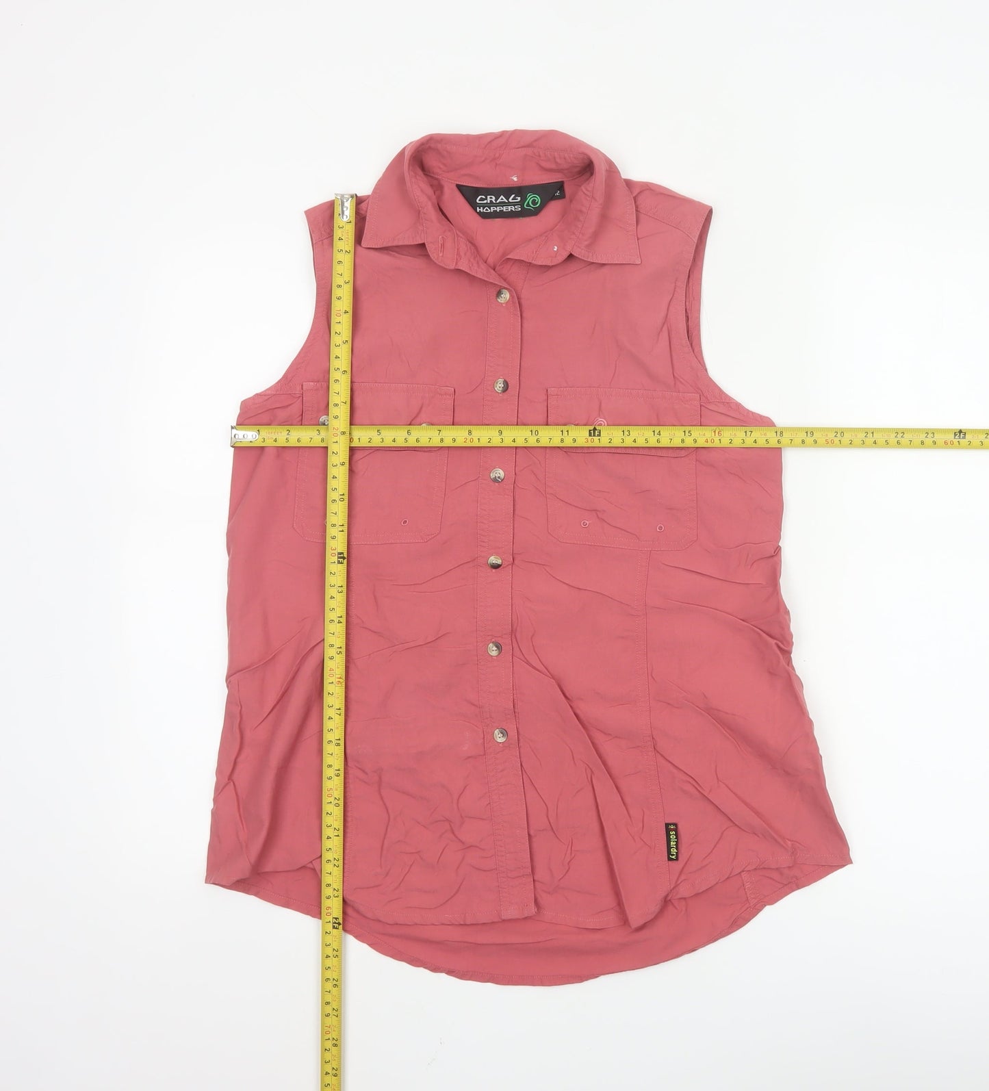 Craghoppers Women's Pink Sleeveless Collared Button-Up Shirt Size 12