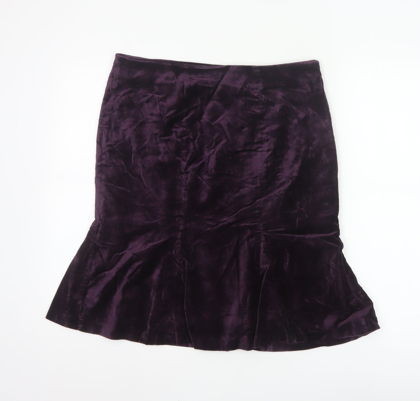 Boden Women’s Purple Velvet Trumpet Knee Length Skirt Size 12