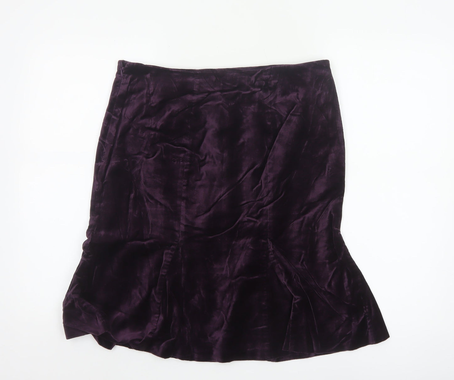 Boden Women’s Purple Velvet Trumpet Knee Length Skirt Size 12
