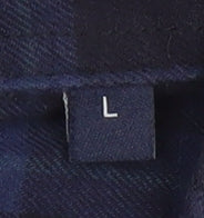 Luc Brevet Zürich Men's Blue Cotton Check Button-Up Shirt L