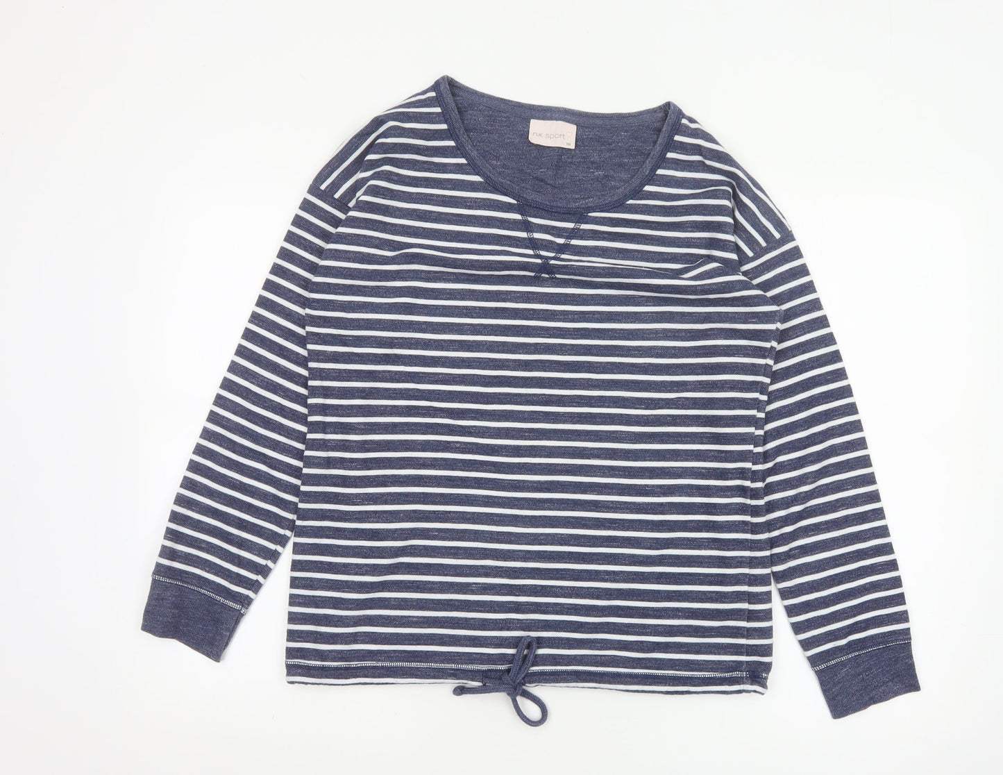 Next Women Blue Striped Pullover Sweatshirt UK 10 Cotton Blend
