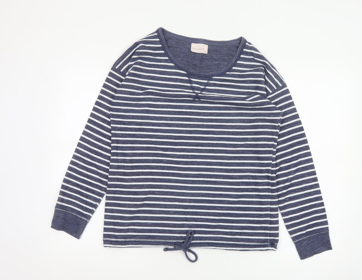 Next Women Blue Striped Pullover Sweatshirt UK 10 Cotton Blend