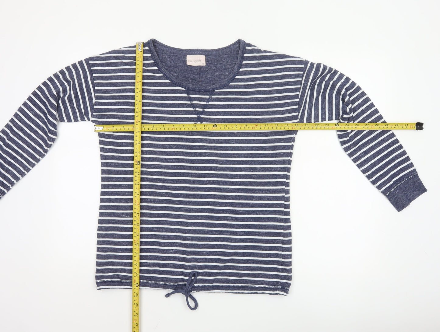 Next Women Blue Striped Pullover Sweatshirt UK 10 Cotton Blend