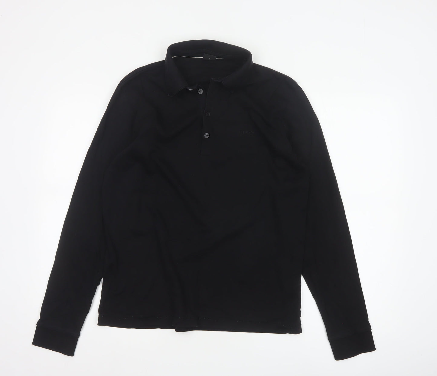 Hugo Boss Men's Black Long Sleeve Regular Fit Polo Shirt L