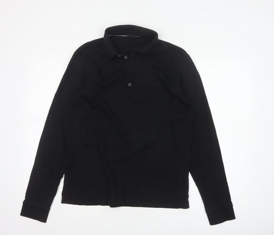 Hugo Boss Men's Black Long Sleeve Regular Fit Polo Shirt L