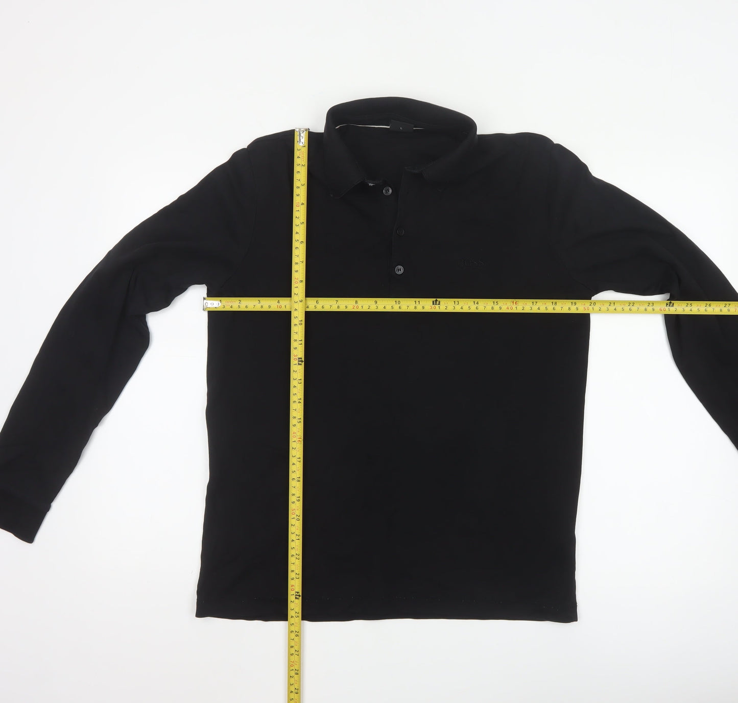 Hugo Boss Men's Black Long Sleeve Regular Fit Polo Shirt L