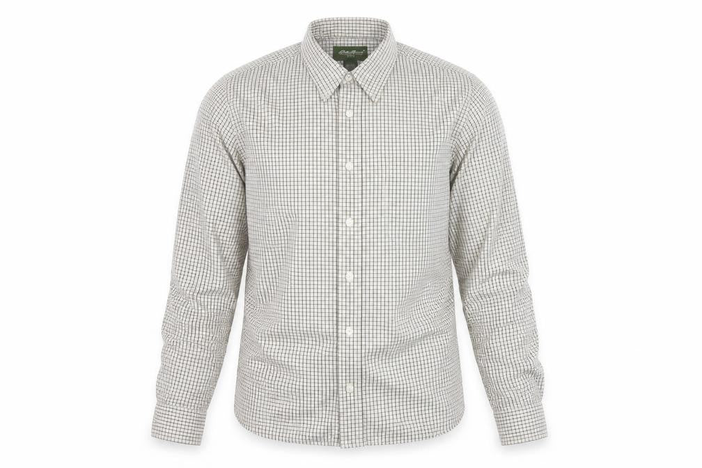Eddie Bauer Men's White Check Cotton Button-Up Shirt Size S