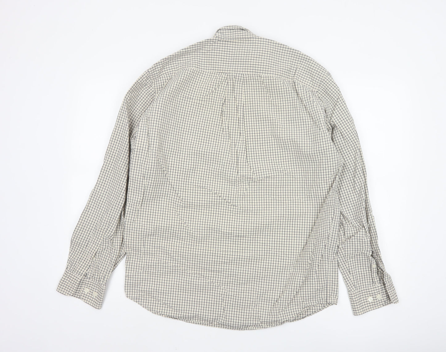 Eddie Bauer Men's White Check Cotton Button-Up Shirt Size S
