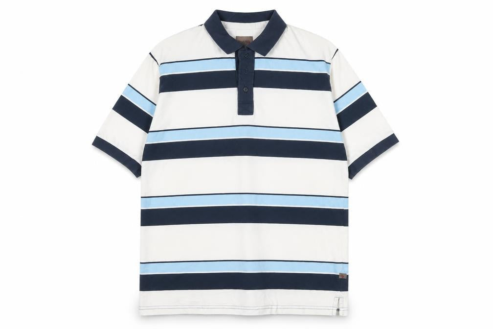 Remus Uomo Men's Blue Striped Cotton Polo Shirt XL