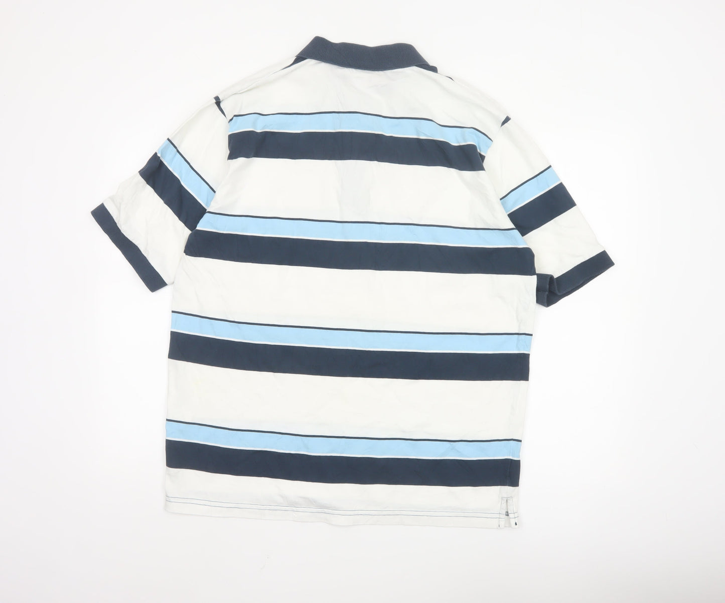 Remus Uomo Men's Blue Striped Cotton Polo Shirt XL