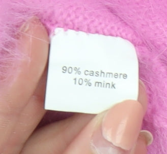 A Part Of Me Women Pink Cashmere Blend Long Sleeve Jumper Size 10