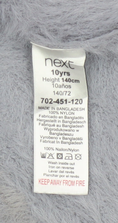Next Girls Grey Fluffy Cardigan 10 Years Button Up Long Sleeve Knit