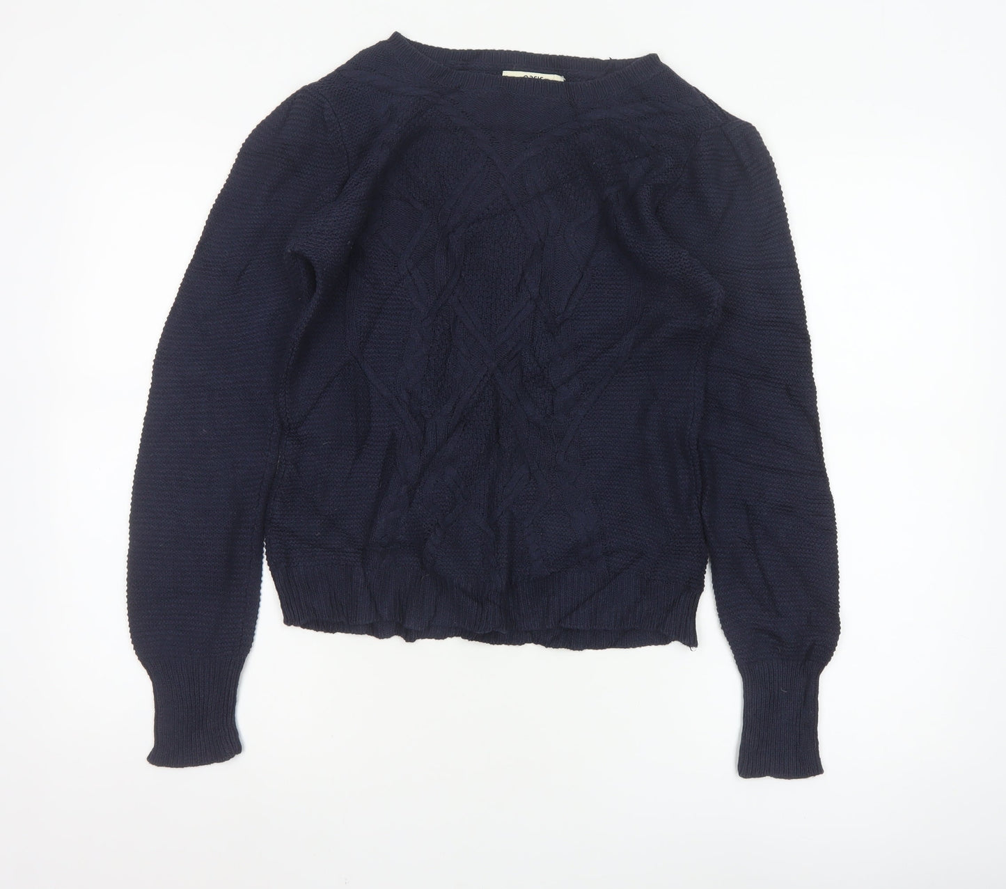 Oasis Women's Blue Cable-Knit Pullover Jumper Size M
