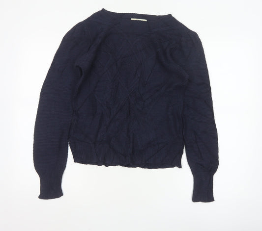 Oasis Women's Blue Cable-Knit Pullover Jumper Size M