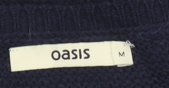 Oasis Women's Blue Cable-Knit Pullover Jumper Size M