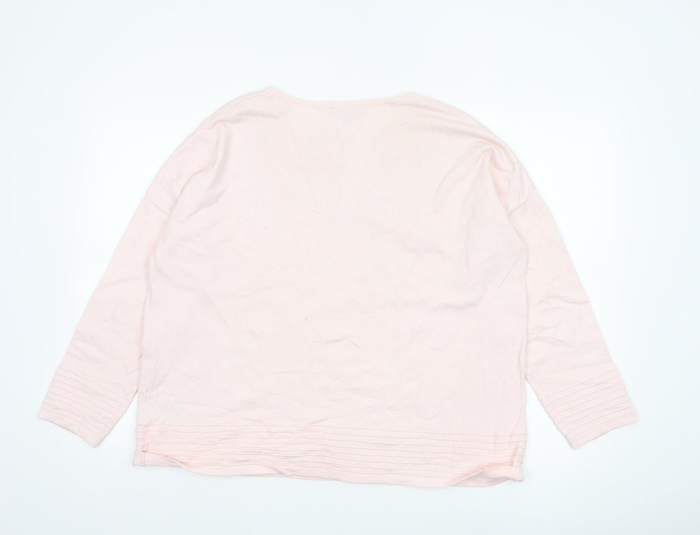 Marble Women Pink Long Sleeve Crew Neck Knit Pullover Jumper Size 16