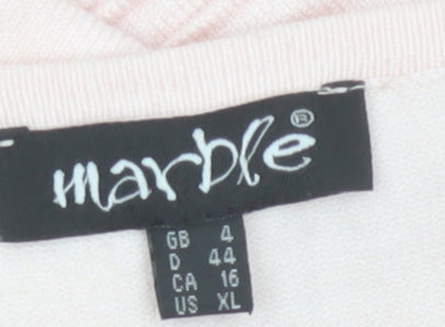Marble Women Pink Long Sleeve Crew Neck Knit Pullover Jumper Size 16
