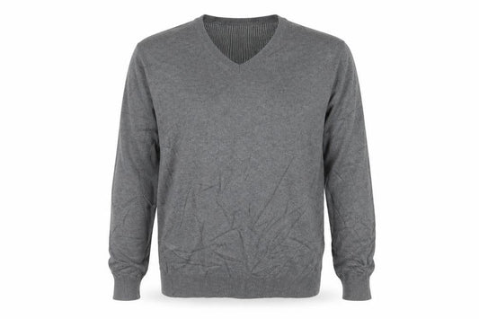 Marks & Spencer Blue Harbour Grey Cotton V-Neck Men's Jumper Size S