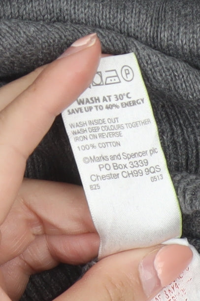 Marks and Spencer Blue Harbour Grey Cotton V-Neck Men's Jumper Size S