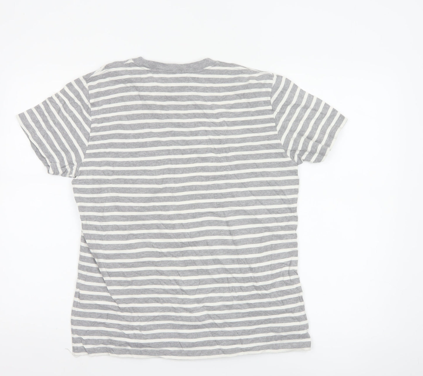 Carhartt Men's Grey White Striped Cotton Crew Neck T-Shirt Size S