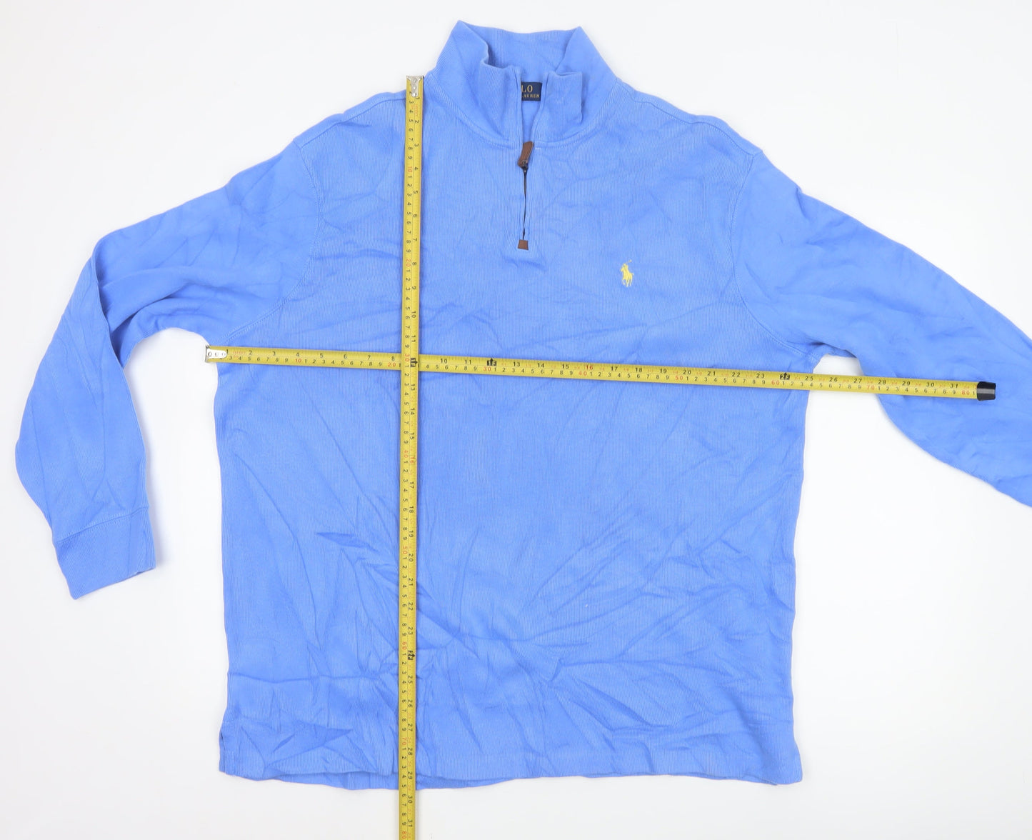 Ralph Lauren Men’s Blue 1/4 Zip Cotton Jumper XL