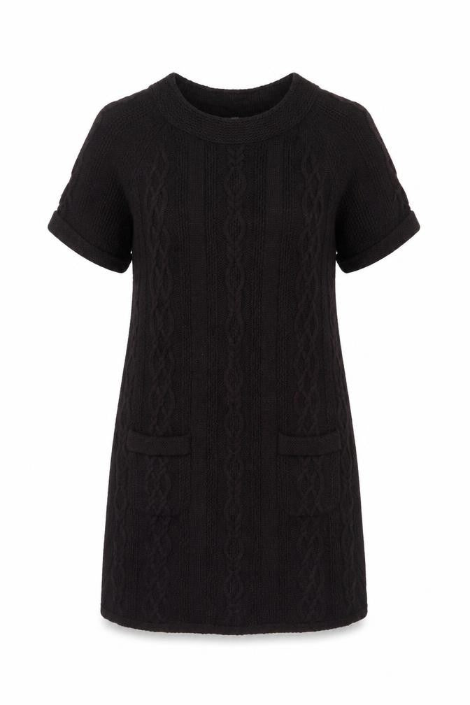Marks & Spencer Women’s Black Size 18 Short Sleeve Cable Knit Jumper Dress
