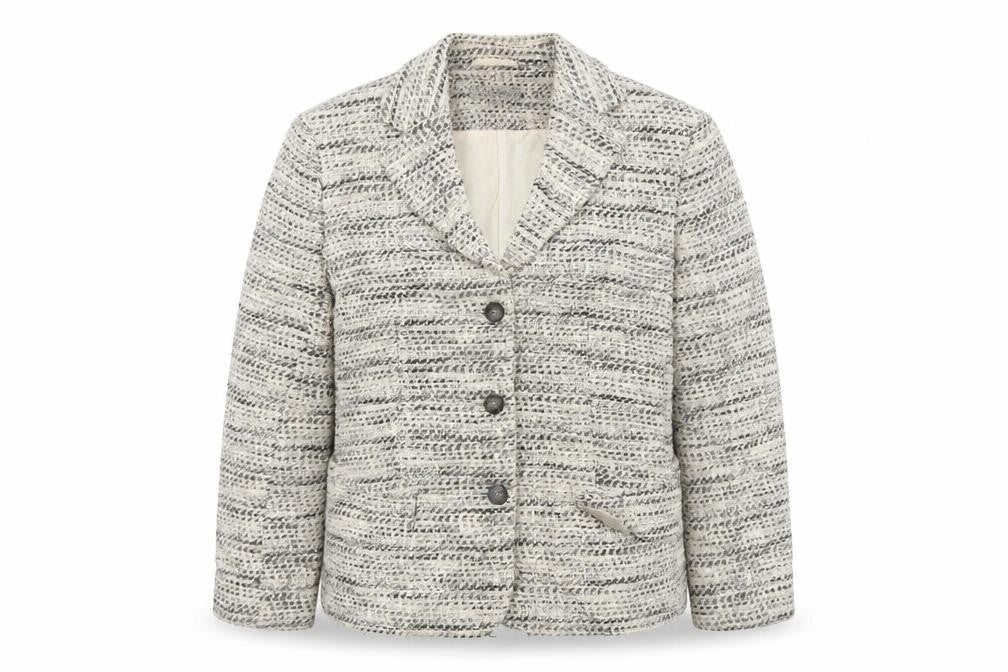 Marks & Spencer Women Beige Bouclé Blazer Size 10 Single-Breasted