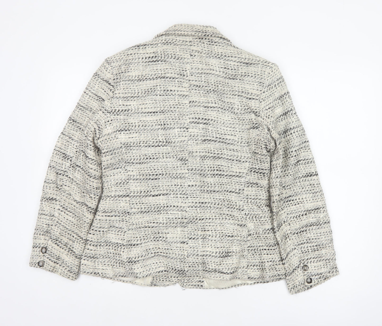 Marks and Spencer Women Beige Bouclé Blazer Size 10 Single-Breasted