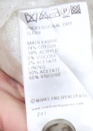 Marks and Spencer Women Beige Bouclé Blazer Size 10 Single-Breasted