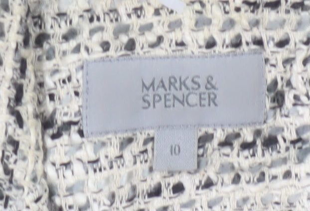 Marks and Spencer Women Beige Bouclé Blazer Size 10 Single-Breasted