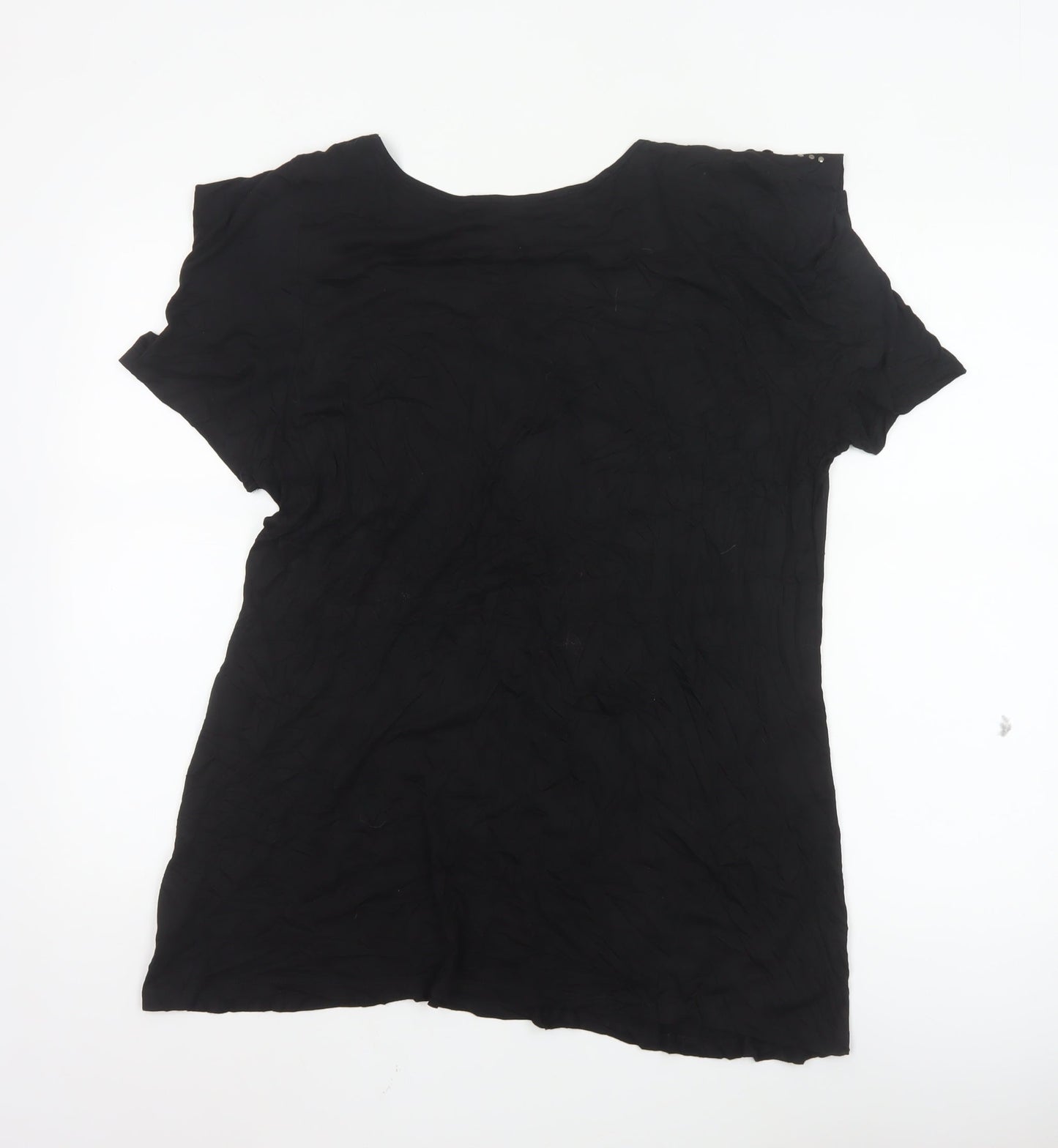 TU Women’s Black Studded Short Sleeve Scoop Neck Viscose Top Size 20