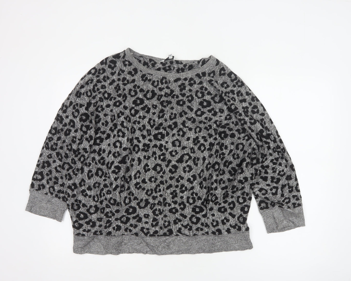 Next Women’s Grey Leopard Print Relaxed Jersey Top Size 14