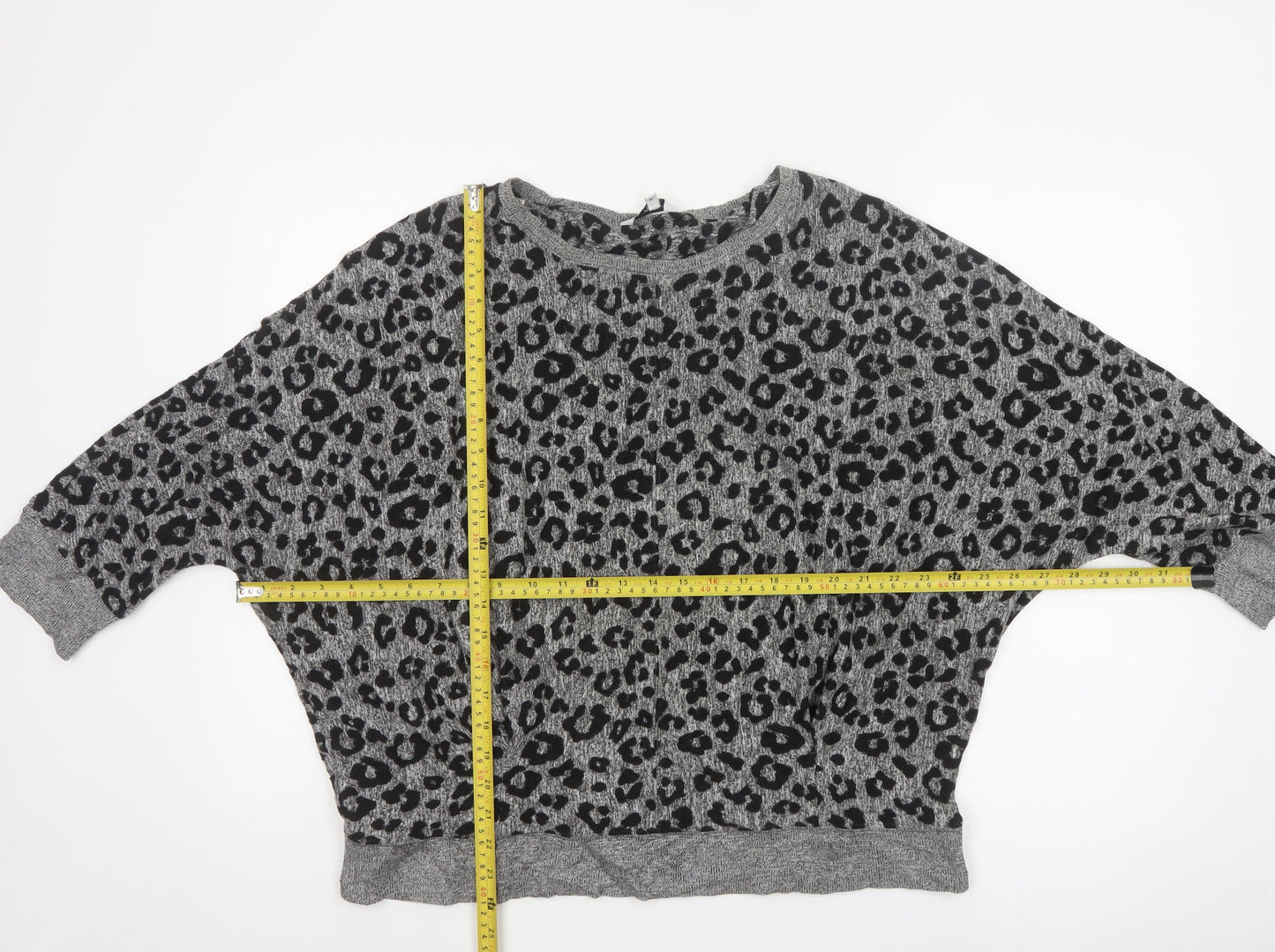 Next Women’s Grey Leopard Print Relaxed Jersey Top Size 14