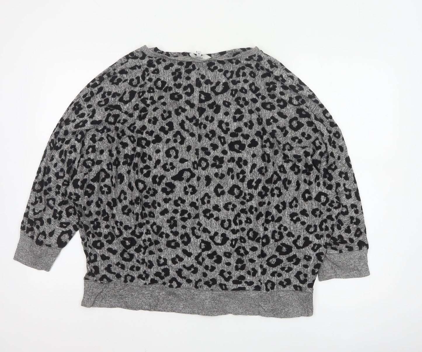 Next Women’s Grey Leopard Print Relaxed Jersey Top Size 14
