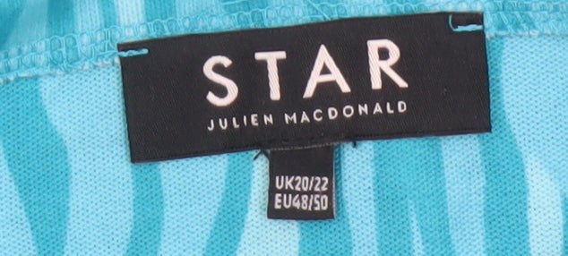 Star by Julien Macdonald Women’s Blue Animal Print Studded T-Shirt Size 20
