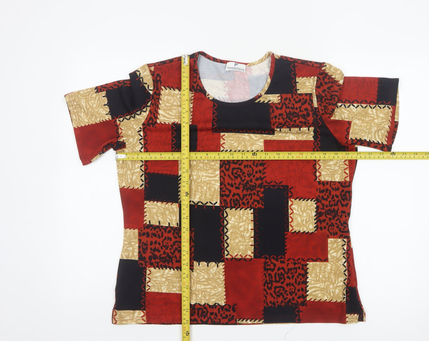 Frankenwalder Women's Multicoloured Geometric Short Sleeve T-Shirt Size 12
