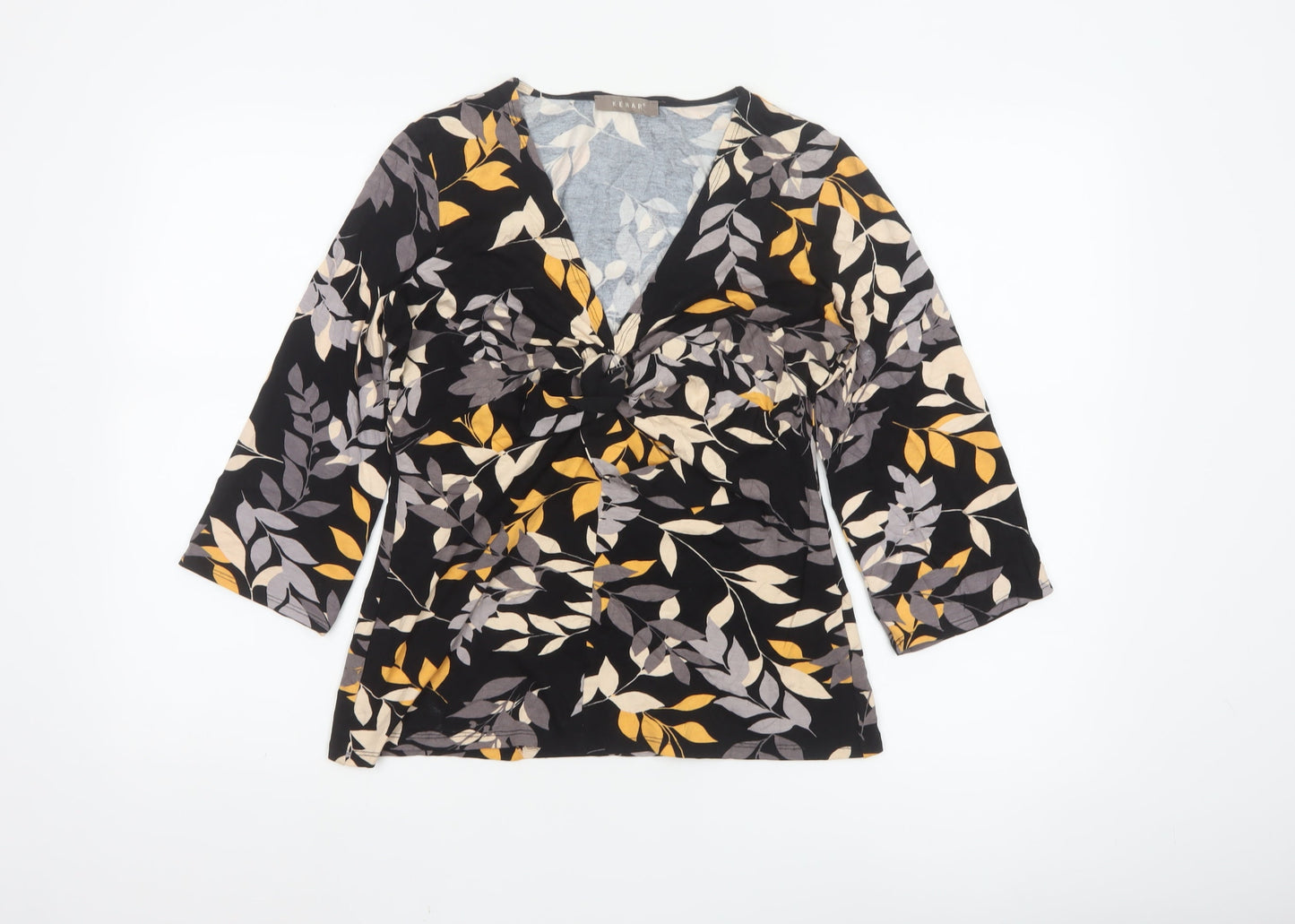 KENAR Women's Multicoloured Floral V-Neck Wrap Blouse Size 12